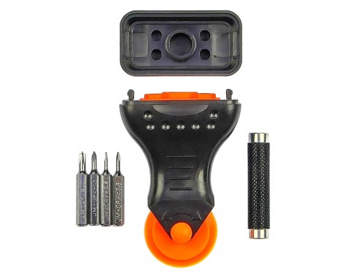 Набор инструментов JAKEMY JM-OP17 (рукоятка со сменными роликами 4шт, ручка с насадками: Y0.6, +1.5, *0.8, Pinhead +1.5) черный/оранжевый