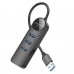 Адаптер Borofone DH6 Erudite 4-in-1 Gigabit Ethernet Adapter(USB to USB3.0*3+RJ45) 0.2m Black