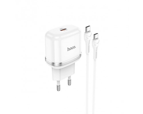 Мережевий адаптер HOCO Victorious single port charger N24 | 1Type-C, 20W/3A, PD/QC | white