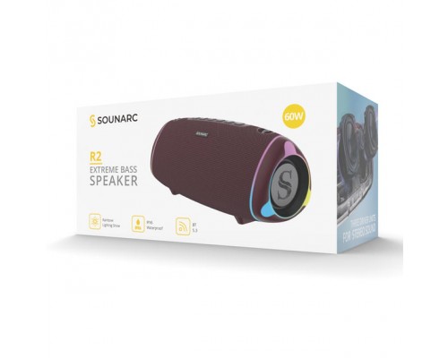 Акустика Sounarc R2 IPX6 |BT5.3, AUX/TF, 60W, TWS, 12h Max| red