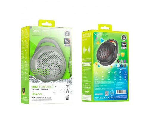 Беспроводная колонка Hoco HC24 Hearty sports BT speaker |BT5.2, TWS, AUX/USB/TF/FM, 4h| gray