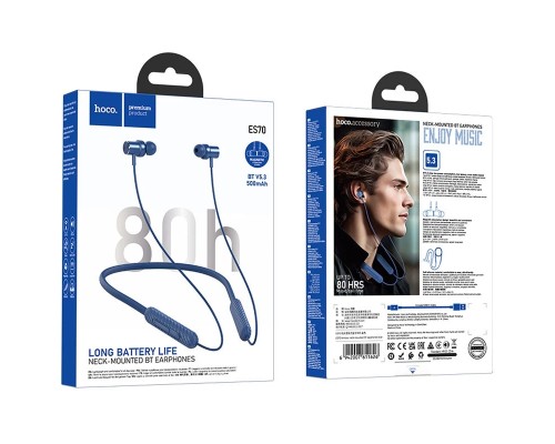 Bluetooth Наушники HOCO ES70 Armour neck-mounted |BT5.3, 80h| blue