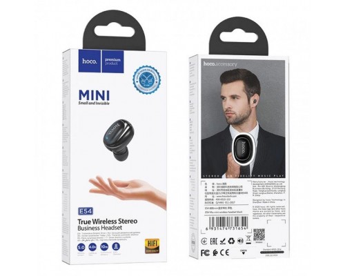 Bluetooth гарнитура HOCO E54 Mia mini wireless headset Black