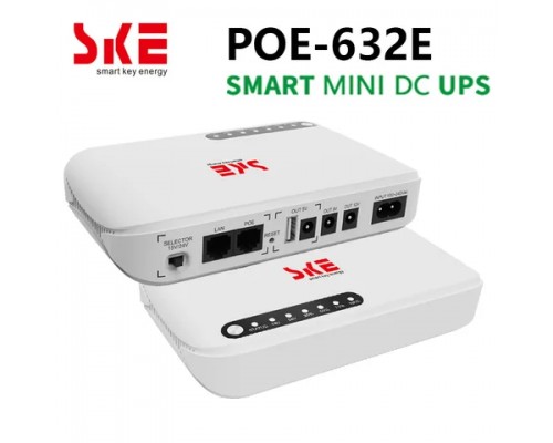 ИБП (UPS) SKE POE-632E DC 17W 8800mah для роутера/терминала/камеры |5/9/12v, USB, LAN, POE| White