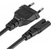 Кабель питания 220V Black EU C7 to 2pin European IEC Figure 8 AC Power Cable For XBOX PS4 та ін.