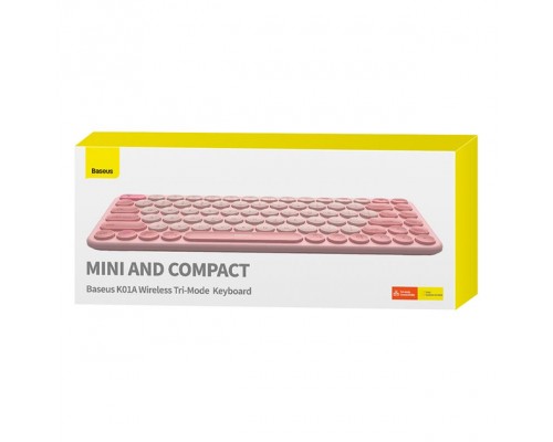 Клавиатура Baseus K01A Wireless Tri-Mode Keyboard |2.4G/BT1+BT2, 2xAAA Battery| pink