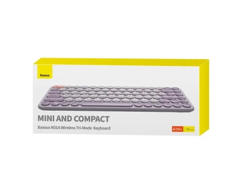 Клавиатура Baseus K01A Wireless Tri-Mode Keyboard |2.4G/BT1+BT2, 2xAAA Battery| purple