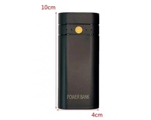 Корпус повербанка під АКБ 2x18650, 5V 2A, до 6000mAh, USB, Type-C, ліхтарик, Black