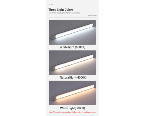 LED светильник L1803 сенсорный, портативный | USB Type-C, 10cm, 20LEDs, Три цвета, магнитное крепление | 3 режима | Для кухни, гардероба, спальни, коридора, шкафа | Сенсор движения и освещения| Silver (White)