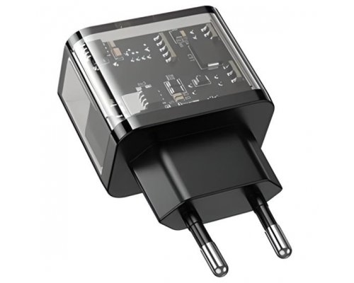 Сетевое зарядное устройство Hoco N34 USB/ Type-C QC PD 20W прозначно-черное