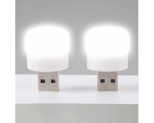 USB LED лампочка цилиндрическая, холодный свет White