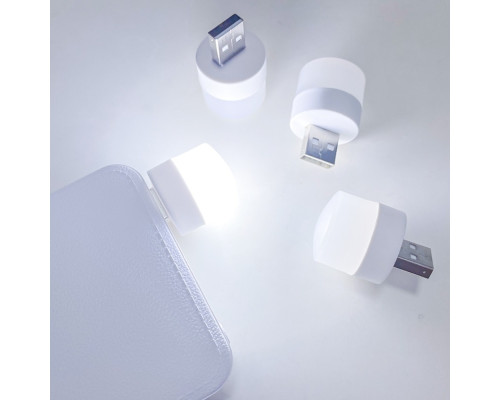 USB LED лампочка цилиндрическая, холодный свет White