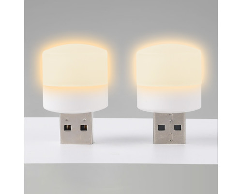 USB LED лампочка цилиндрическая, теплый свет White