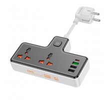 Подовжувач HOCO Reise 2-position expansion socket AC12A | 3USB/Type-C, PD/QC, 30W/10A | black