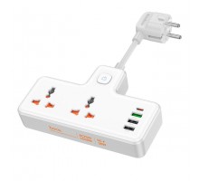 Удлинитель HOCO Reise 2-position expansion socket AC12A |3USB/Type-C, PD/QC, 30W/10A| white