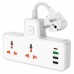 Удлинитель HOCO Reise 2-position expansion socket AC12A |3USB/Type-C, PD/QC, 30W/10A| white