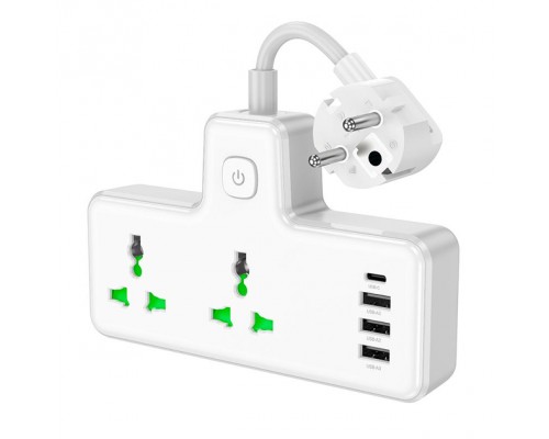 Удлинитель HOCO Voyage 2-position expansion socket AC11A |3USB/Type-C, 10A| white