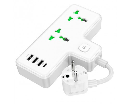 Удлинитель HOCO Voyage 2-position expansion socket AC11A |3USB/Type-C, 10A| white