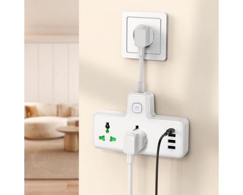 Удлинитель HOCO Voyage 2-position expansion socket AC11A |3USB/Type-C, 10A| white