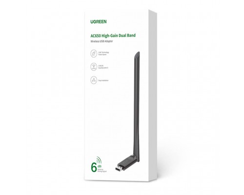 WI-FI-адаптер UGREEN CM496 AC650 High-Gain Dual Band Wireless USB Adapter(UGR-90339)