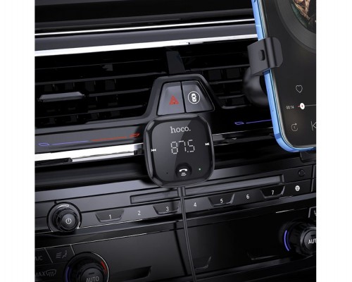 Автомобильный Bluetooth адаптер (модулятор) HOCO E65 Unity (BT5.0, TF-карта, AUX) Black