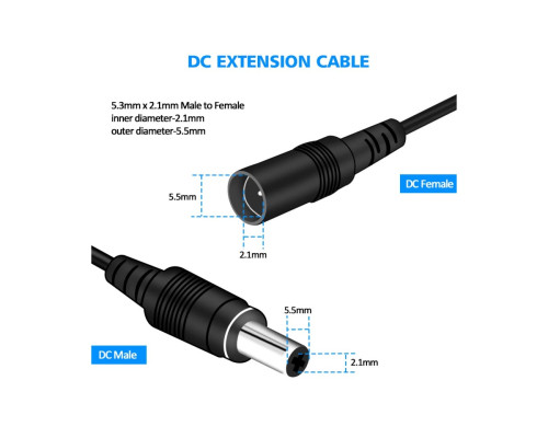 Кабель удлинитель 10м для питания роутера, 1000cm 12В DC12V Power Extension Cable 5.5x2.1mm| папа-мама Male-Female Black