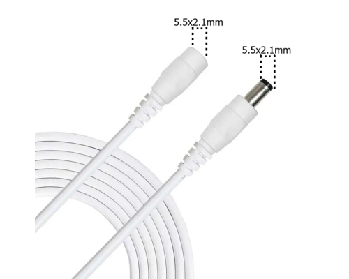 Кабель удлинитель 10м для питания роутера, 1000cm 12В DC12V Power Extension Cable 5.5x2.1mm| папа-мама Male-Female White