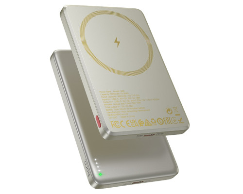 Power bank Hoco Q26 5000mAh PD 20W магнитный с функцией беспроводной зарядки titanium gold