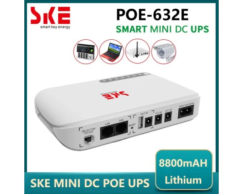 ДБЖ (UPS) SKE POE-632E DC 17W 8800mah для роутера/терміналу/камери |5/9/12v, USB, LAN, POE| White