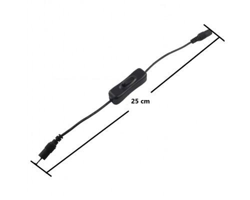 Кабель DC удлинитель F to M (FM) с выключателем (On/Off) 0.25m (25cm) black