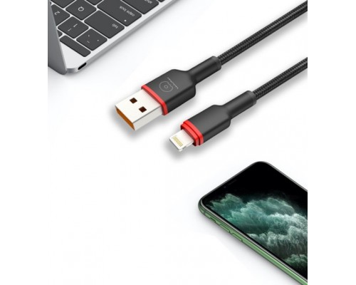 Кабель WUW-X203 USB Lightning 2,4А black