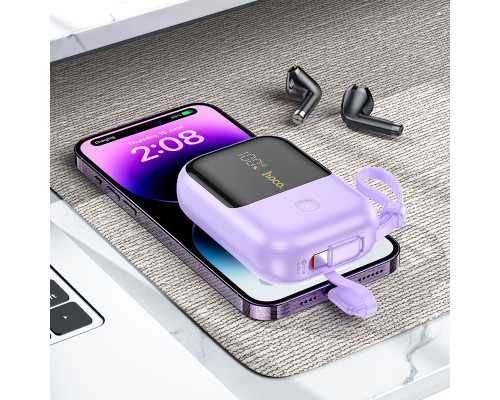 Power Bank Hoco Q20 Fountain 22.5W + PD20W fully with digital display and cable 10000mAh Purple