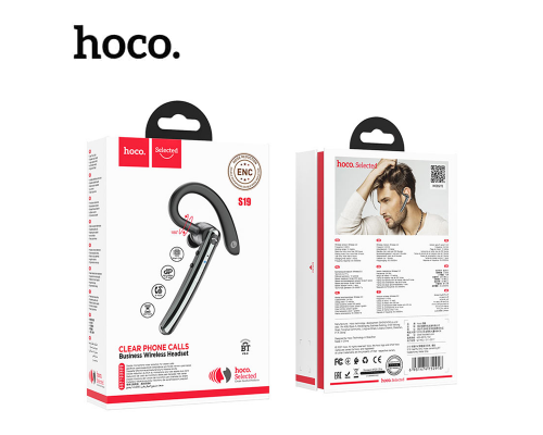Бездротова гарнітура Hoco S19 з шумозаглушенням |ENC, Mono, Bluetooth 5.0, 9 годин, Type-C| black