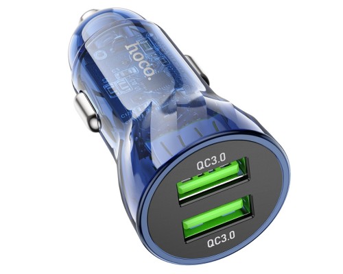 Автомобильное зарядное устройство Hoco Z47 2 USB QC 20W сине-черное