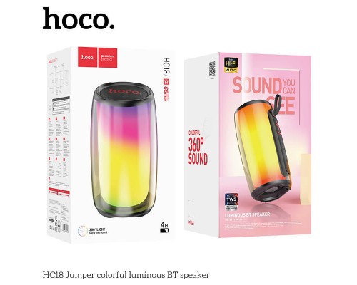 Беспроводная колонка Hoco HC18 со светомузыкой черная