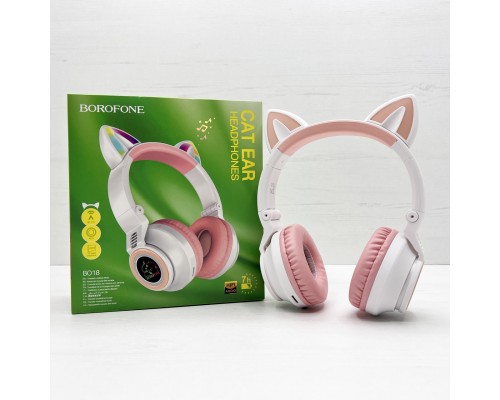 Бездротові накладні навушники Borofone BO18 Cat ear білі