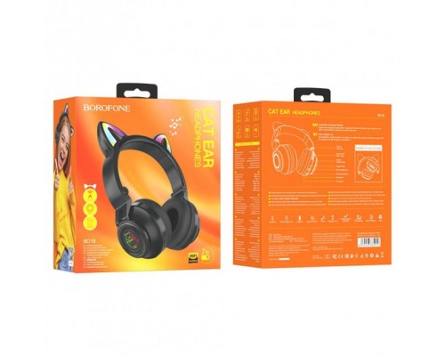 Бездротові накладні навушники Borofone BO18 Cat ear чорні