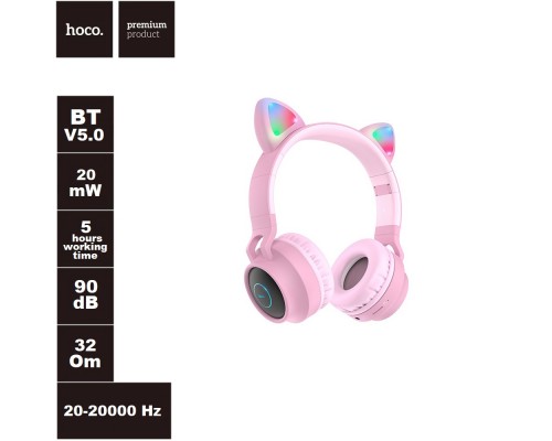 Бездротові накладні навушники Hoco W27 Cat ear сірі