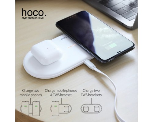 Бездротові навушники Hoco EW01 Plus TWS білі з функцією бездротової зарядки