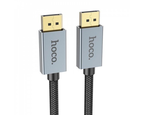 Кабель DisplayPort Hoco US04 - 2m v1.4 8K Ultra HD с нейлоновой оплёткой и позолоченными коннекторами, чёрный