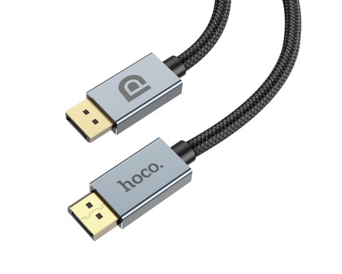 Кабель DisplayPort Hoco US04 - 3m v1.4 8K Ultra HD с нейлоновой оплёткой и позолоченными коннекторами, чёрный