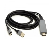 Кабель PowerPlant HDMI (M) – USB (AM) / Type-C (M), 1 м