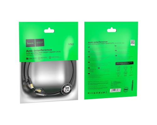 Кабель Ethernet Hoco US07 RJ-45 CAT6 1Gigabit 1m Черный