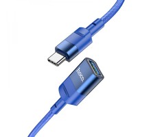 Кабель Hoco U107 подовжувач Type-C to USB 3.0 (F) 1.2m синій
