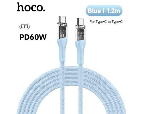 Кабель Hoco U111 Type-C to Type-C PD 60W 1.2m голубой