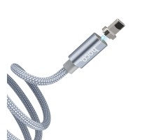 Кабель Hoco U40A магнітний USB to Lightning 1m сріблястий