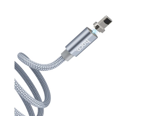 Кабель Hoco U40A магнитный USB to Lightning 1m серебристый