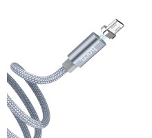 Кабель Hoco U40A магнітний USB to MicroUSB 1m сріблястий