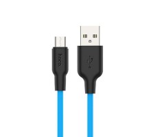 Кабель Hoco X21 Plus USB to MicroUSB 1m чорно-блакитний