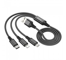 Кабель Hoco X76 3в1 USB to Type-C/ Lightning/ MicroUSB 1m чорний